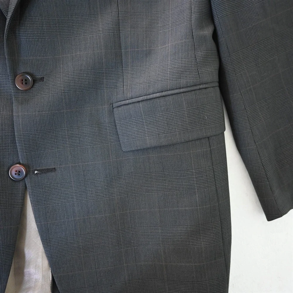 Vtg Chaps Ralph Lauren 39L 40L‎ Glenn Check 100% Wool Mens Blazer Sport Coat